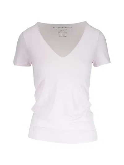 Majestic V-neck Knit Top In Neutral
