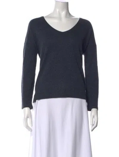 Pre-owned Majestic V-neck Long Sleeve Top In Gray