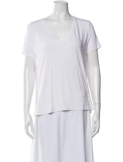 Pre-owned Majestic V-neck Short Sleeve T-shirt In White