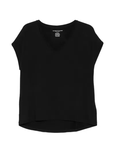 Majestic V-neck Short-sleeve T-shirt In Black