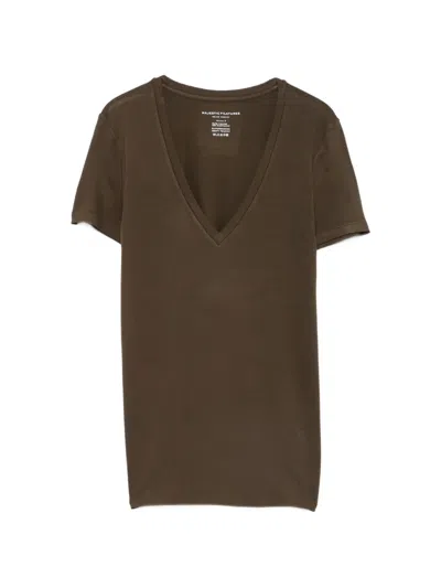 Majestic V-neck Short-sleeve T-shirt In Brown