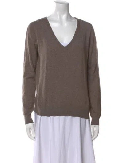 Pre-owned Majestic V-neck Sweater In Brown