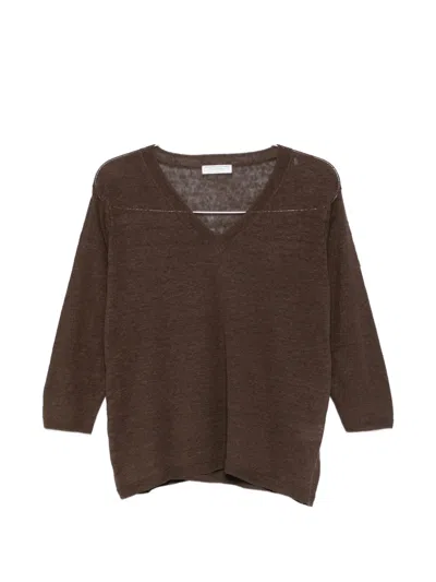 Majestic V-neck T-shirt In Brown