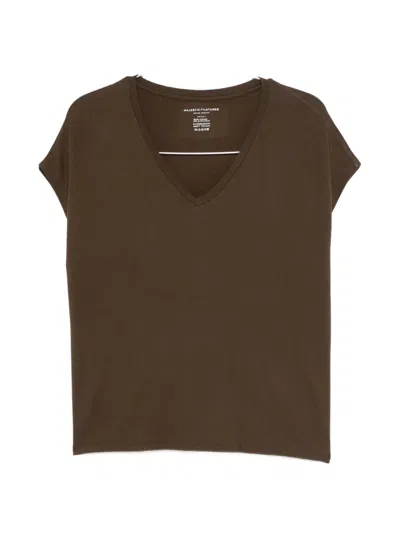 Majestic V-neck T-shirt In Brown