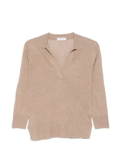 Majestic V-neck T-shirt In Neutral