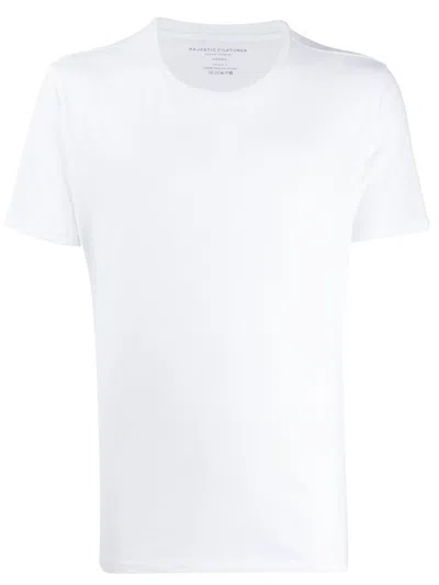 Majestic White Cotton Crew Neck T-shirt