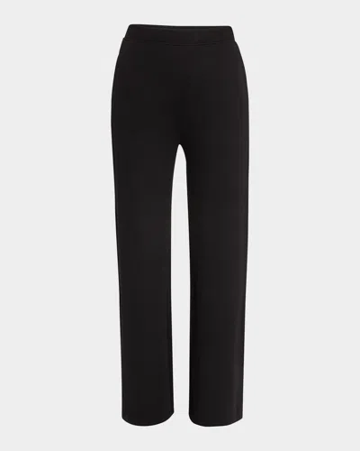Majestic Wide-leg French Terry Pants In Noir