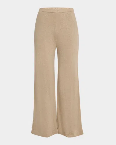 Majestic Wide-leg Stretch Linen Lounge Pants In Brown