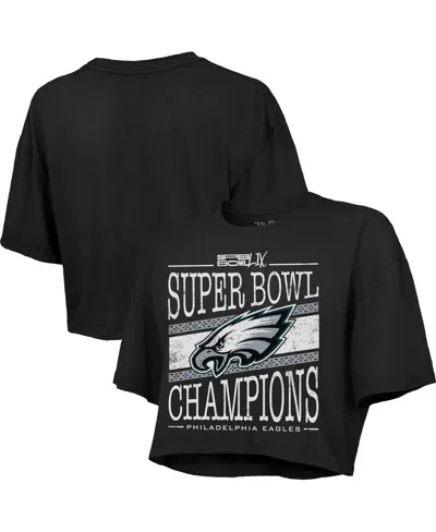 Majestic Women's Black Philadelphia Eagles Super Bowl Lix Champions Extra Point Boxy Crop Top