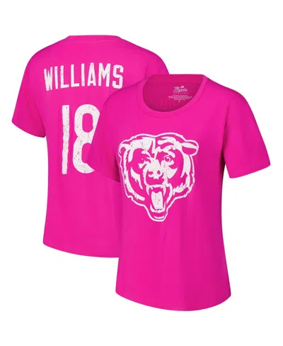 Majestic Women's Caleb Williams Pink Chicago Bears Name Number T-shirt