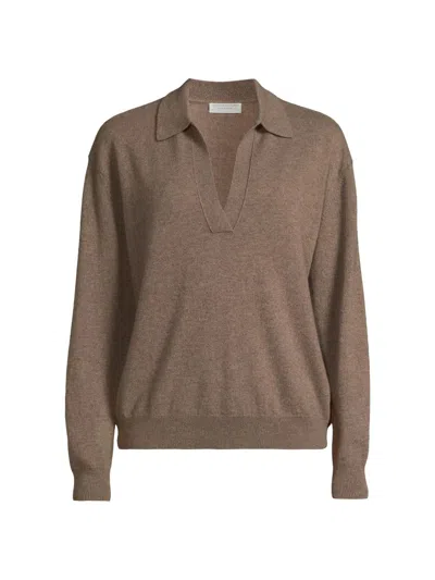 Majestic Women's Cashmere Seamless Polo Sweater In Brown
