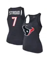 Majestic Women's C.j. Stroud Navy Houston Texans Name Number Tri-blend Tank Top In Navy