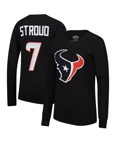 Majestic Women's C.j. Stroud Navy Houston Texans Player Name Number Long Sleeve T-shirt