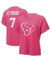 Majestic Women's C.j. Stroud Pink Houston Texans Name Number T-shirt In Pink
