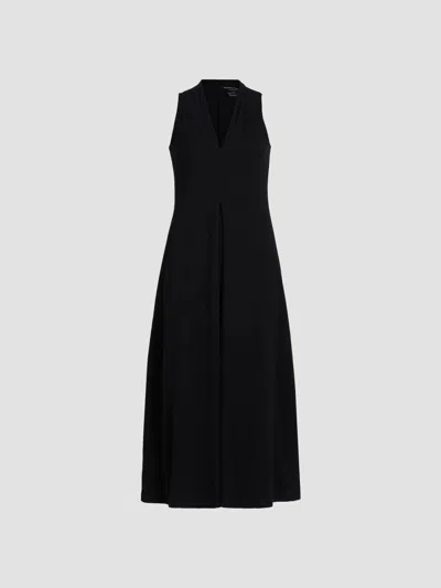 Majestic Sleeveless Suprima Cotton Midi Dress In Black