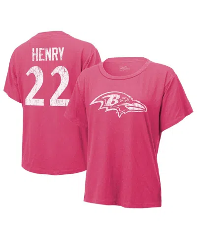 Majestic Women's Derrick Henry Pink Baltimore Ravens Name Number T-shirt In Blue