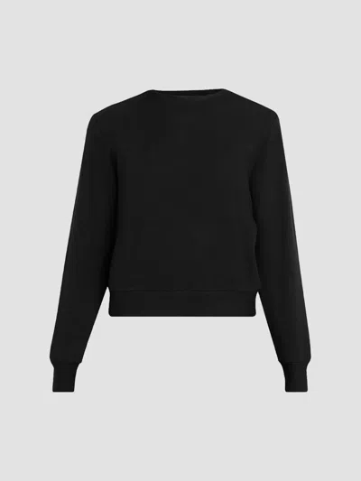 Majestic Women's French Terry Crewneck Sweater In Black