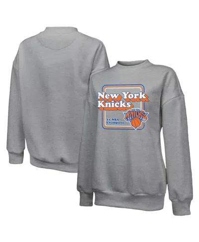 Majestic Women's Gray New York Knicks Classic Tri-blend Pullover Sweatshirt