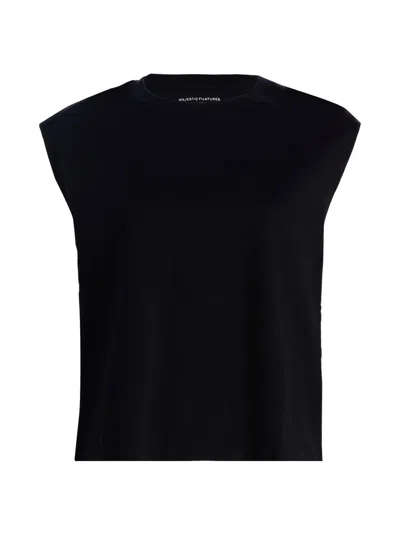 Majestic Women's Interlock Cotton Sleeveless Tank In Black