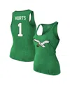 Majestic Women's Jalen Hurts Kelly Green Philadelphia Eagles Name Number Tri-blend Tank Top In Kelly Green