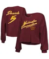 Majestic Women's Jayden Daniels Burgundy Washington Commanders Off-shoulder Script Player Name Number Cropped In Burgundy
