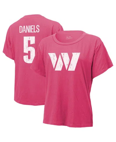 Majestic Women's Jayden Daniels Pink Washington Commanders Name Number T-shirt