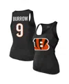 Majestic Women's Joe Burrow Black Cincinnati Bengals Name Number Tri-blend Tank Top In Black