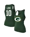 Majestic Women's Jordan Love Green Green Bay Packers Name Number Tri-blend Tank Top In Green