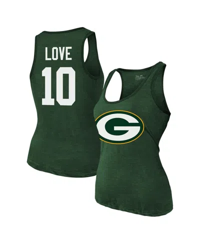 Majestic Women's Jordan Love Green Green Bay Packers Name Number Tri-blend Tank Top