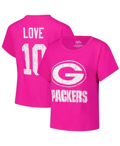 Majestic Women's Jordan Love Pink Green Bay Packers Name Number T-shirt