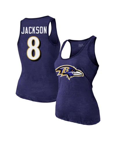 Majestic Women's Lamar Jackson Purple Baltimore Ravens Name Number Tri-blend Tank Top