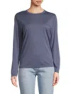 Majestic Women's Long-sleeve Semi Relaxed Crewneck Top In Venice Blue