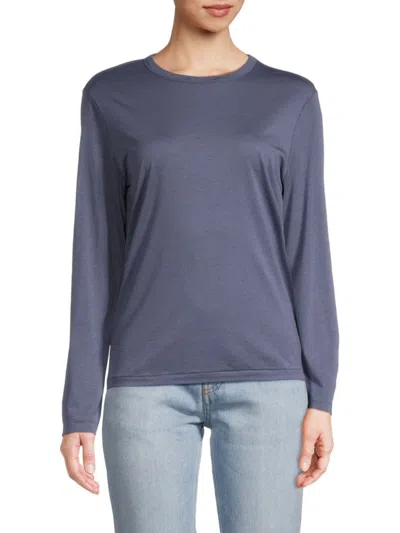Majestic Women's Long-sleeve Semi Relaxed Crewneck Top In Venice Blue
