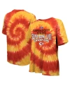 MAJESTIC WOMEN'S MAJESTIC RED, YELLOW KANSAS CITY CHIEFS SUPER BOWL LVIII CHAMPIONS OVERSIZED TIE-DYE T-SHIRT