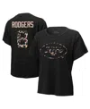 Majestic Women's  Threads Aaron Rodgers Black New York Jets Leopard Player Name And Number Tri-blend In Black