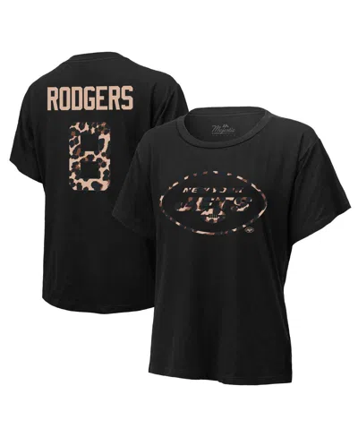 Majestic Women's  Threads Aaron Rodgers Black New York Jets Leopard Player Name And Number Tri-blend