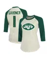Majestic Threads Aaron Rodgers Cream/green New York Jets Player Raglan Name & Number Fitted 3/4-slee In Cream,green
