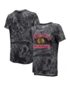 Majestic Women's  Threads Black Chicago Blackhawks Boyfriend Tie-dye Tri-blend T-shirt In Black