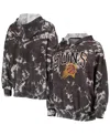 Majestic Women's  Threads Black Phoenix Suns Burble Tie-dye Tri-blend Pullover Hoodie In Black
