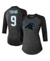 Majestic Women's  Threads Bryce Young Black Carolina Panthers 3/4 Sleeve Raglan Tri-blend Player Name In Black