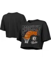 Majestic Women's  Threads Charcoal Brooklyn Nets Bank Shot Cropped T-shirt In Charcoal