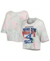 Majestic Women's  Threads Chicago White Sox Cooperstown Collection Tie-dye Boxy Cropped Tri-blend T-s In Light Blue