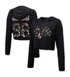 Majestic Women's  Threads Connor Bedard Black Chicago Blackhawks Leopard Print Name And Number Croppe In Black
