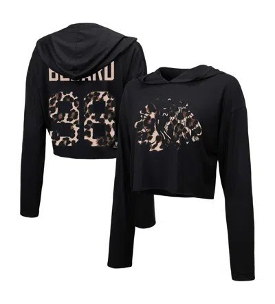 Majestic Women's  Threads Connor Bedard Black Chicago Blackhawks Leopard Print Name And Number Croppe