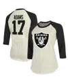 Majestic Women's  Threads Davante Adams Cream, Black Las Vegas Raiders Player Name & Number Raglan 3/ In Cream,black