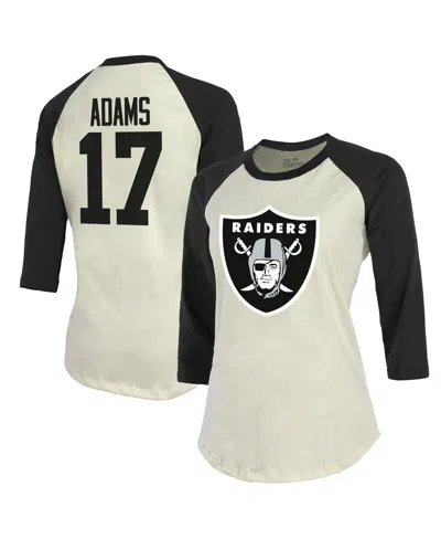 Majestic Women's  Threads Davante Adams Cream, Black Las Vegas Raiders Player Name & Number Raglan 3/ In Cream,black
