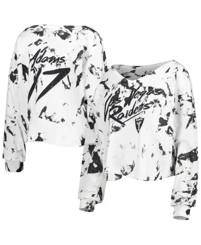 Majestic Women's  Threads Davante Adams White Las Vegas Raiders Off-shoulder Tie-dye Name And Number