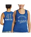 Majestic Women's  Threads Dirk Nowitzki Royal Dallas Mavericks Name And Number Tri-blend Tank Top In Royal