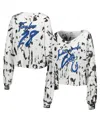 Majestic Women's  Threads Jonathan Taylor White Distressed Indianapolis Colts Off-shoulder Tie-dye Na In White