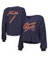 Majestic Women's  Threads Justin Fields Navy Distressed Chicago Bears Name And Number Off-shoulder Sc In Navy